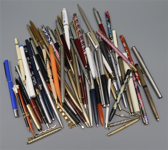 A Mont Blanc vintage ball pen and a large quantity of pens and pencils